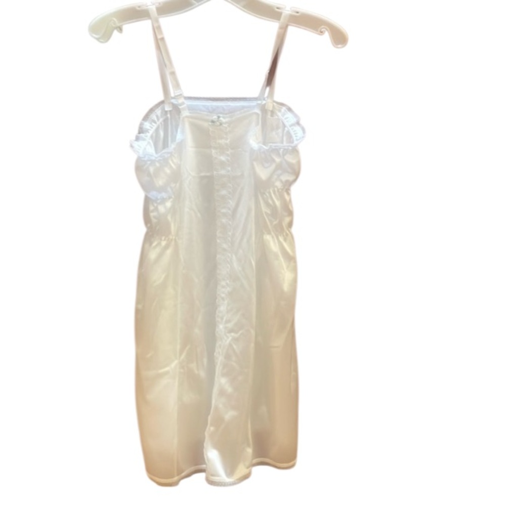 Vintage 90s Polly Flinders dress slip lace rosettes white girls size 6X